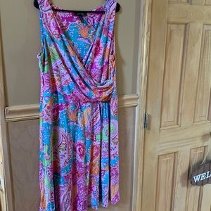 Ralph Lauren Stretchable Bright Paisley Sleeveless Size Large L Dress